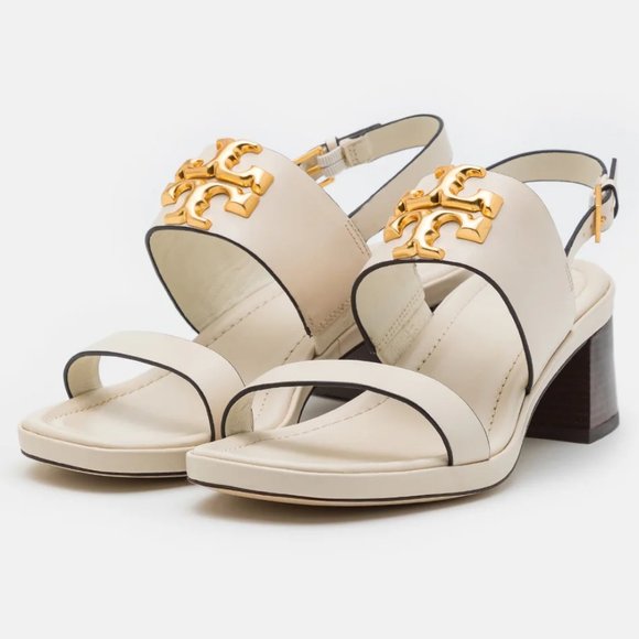 Tory Burch $348 Eleanor Heel Sandals New Ivory Cream - Picture 4 of 9